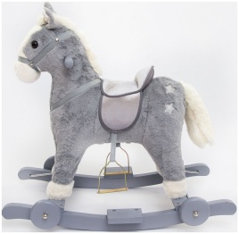 Лошадка каталка-качалка Amarobaby Prime, с колесами, серый, 63x35x60 см AMARO-28P-Se