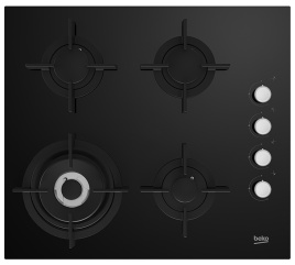 Газовая варочная панель Beko HILW64122S 58 см, 4 конфорки электроподжиг, черный