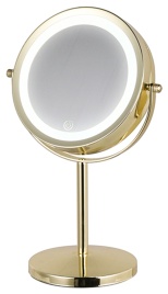 Зеркало двустороннее Hasten c x7 увеличением и LED подсветкой - HAS1812 (цвет-yellow gold, LED подсветка 3 уровня)