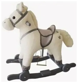 Лошадка каталка-качалка Amarobaby Prime, с колесами, белый, 63x35x60 см AMARO-28P-Be