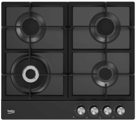 Газовая варочная панель Beko HIAW64225SB 58 см, 4 конфорки электроподжиг газконтроль, черный