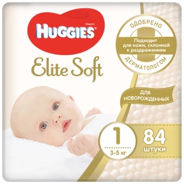 Подгузники Huggies Элит Софт 1 (3-5 кг) 84 шт. NEW