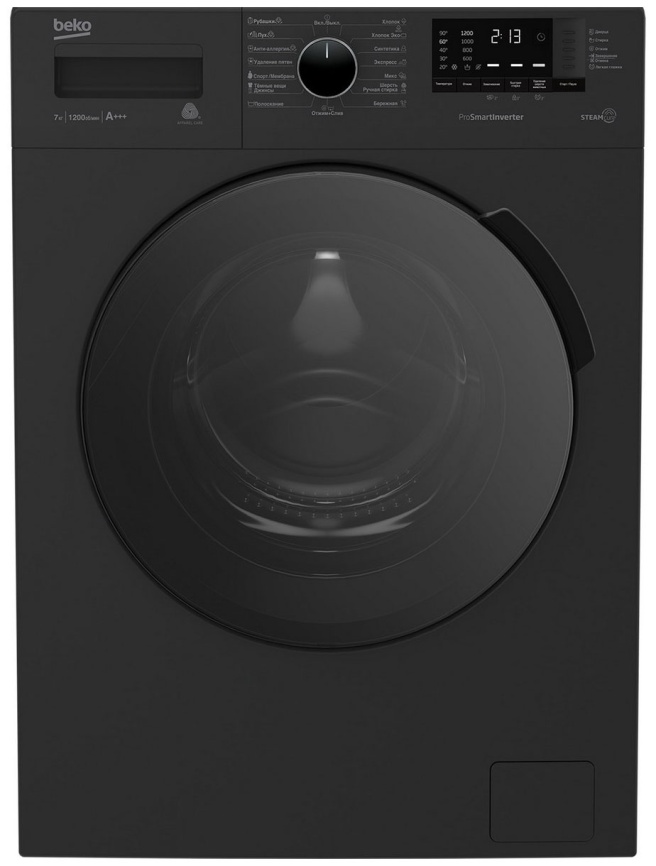 Стиральная машина Beko WSPE7612A автомат 7 кг, отложенный старт, темно-серый фото 1