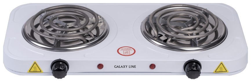 Настольная плита Galaxy GL3004 24 см, 2 конфорки, белый фото 1