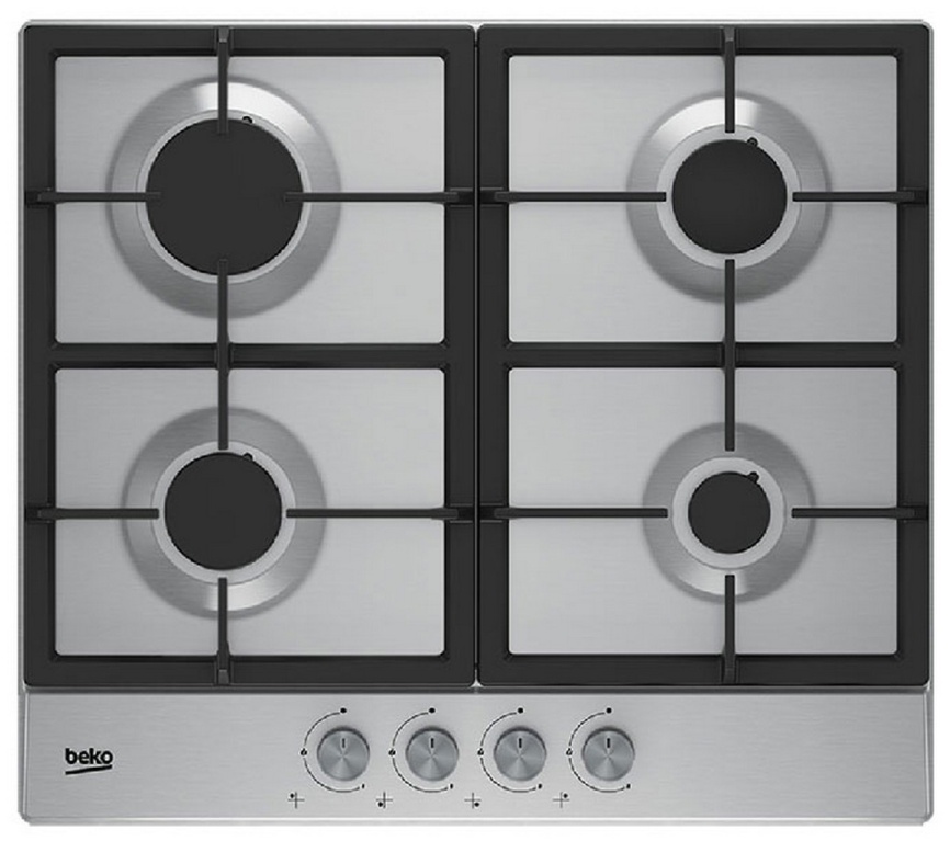 Газовая варочная панель Beko HIAG64225SX 58 см, 4 конфорки электроподжиг газконтроль, серебристый фото 1
