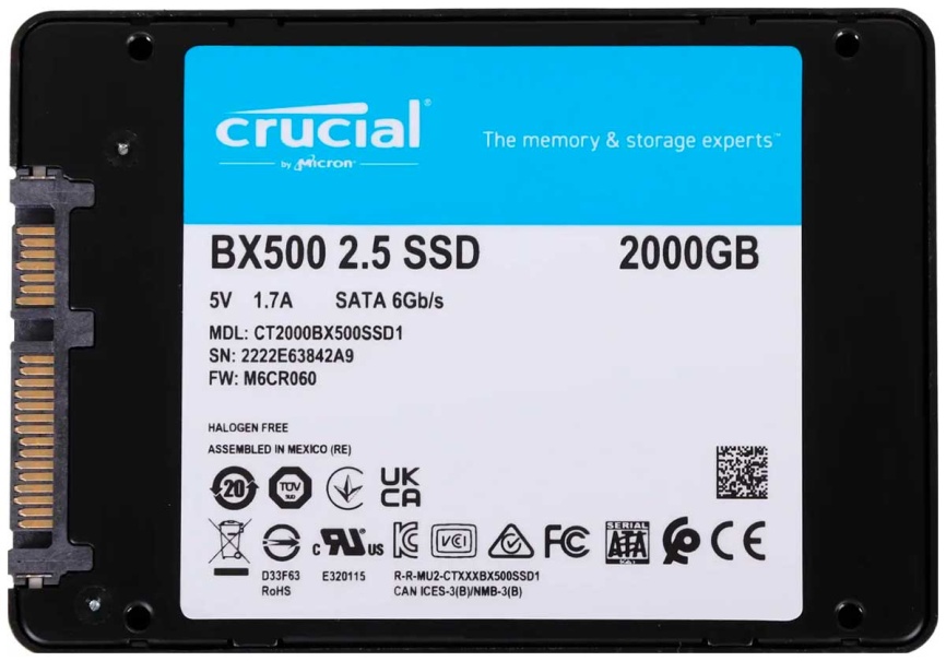 SSD-накопитель Crucial 2.5 BX500 2000 Гб SATA III CT2000BX500SSD1 фото 4