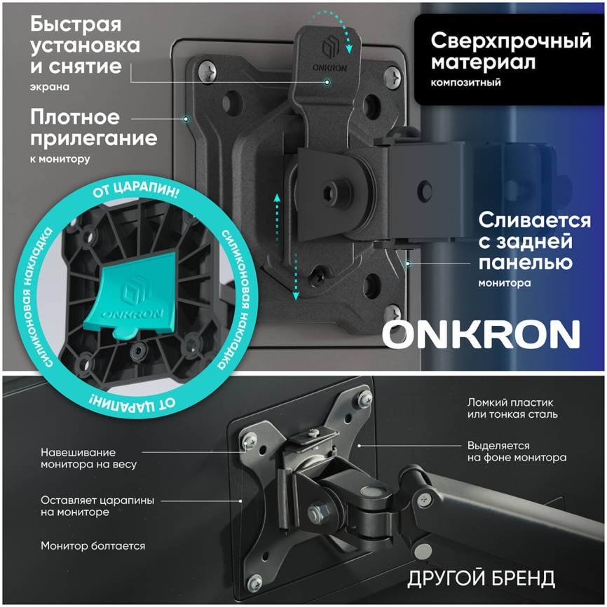 Кронштейн настольный Onkron D 101 E чёрный фото 6