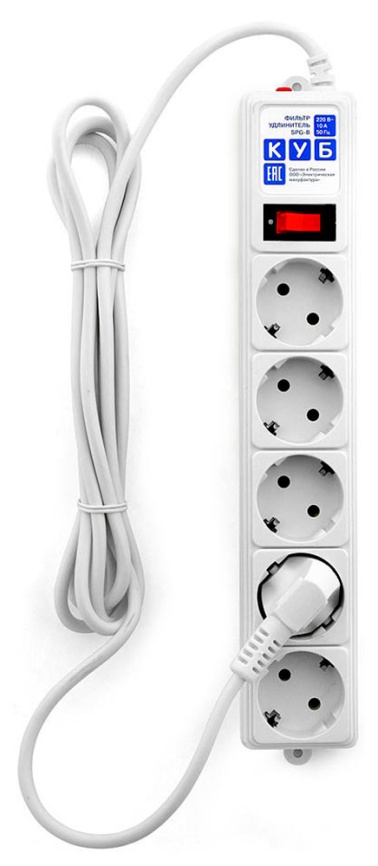 Сетевой фильтр  PowerCube B, 3 м, 5 розеток, белый (SPG-B-10 WHITE) фото 1