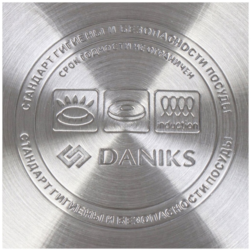 Кастрюля Daniks Орландо GS-01435-16CA нерж крышка стекло серебр 2 л индукц фото 8