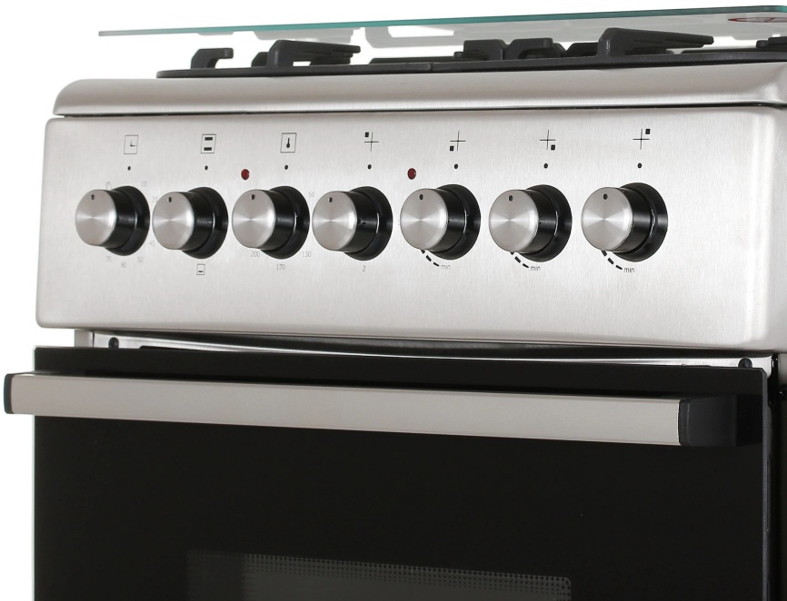 Комбинированная плита De luxe 606031.00гэ-005(кр) 60 см, 64 л, 4 конфорки, серебристый фото 5