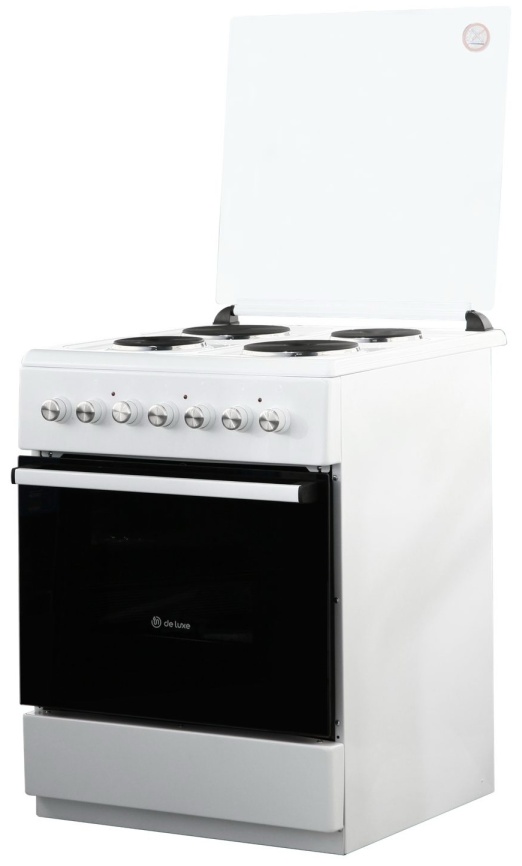 Электроплита De luxe 606004.13э001 (кр) 60 см, 58 л, 4 конфорки, белый фото 3
