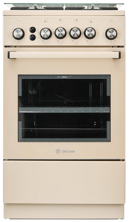Газовая плита De luxe 5040.40г(кр) ЧР-016 50 см, 43 л, 4 конфорки, бежевый фото 2