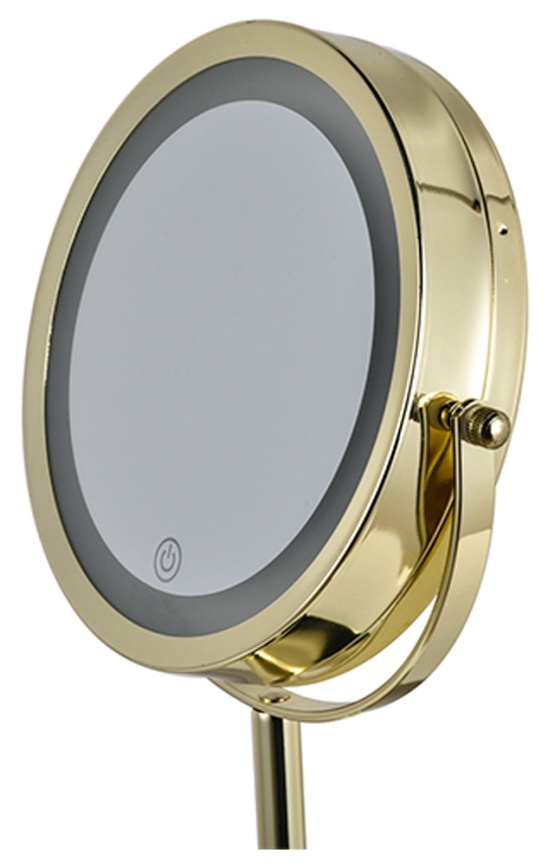 Зеркало двустороннее Hasten c x7 увеличением и LED подсветкой - HAS1812 (цвет-yellow gold, LED подсветка 3 уровня) фото 3
