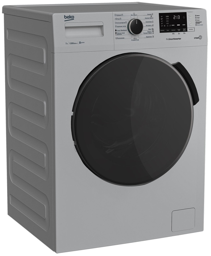 Стиральная машина Beko RSPE78612S автомат 7 кг, обработка паром, серебристый фото 2