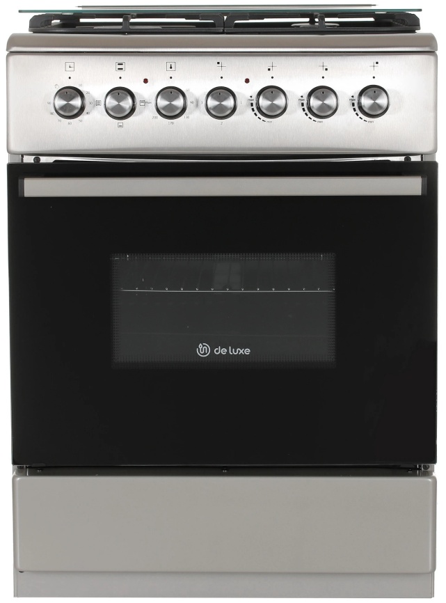 Комбинированная плита De luxe 606031.00гэ-005(кр) 60 см, 64 л, 4 конфорки, серебристый фото 2