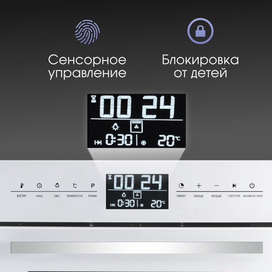 Электрический духовой шкаф Zigmund & Shtain EN 117.921 W 60 см, 73 л гриль конвекция, белый фото 6