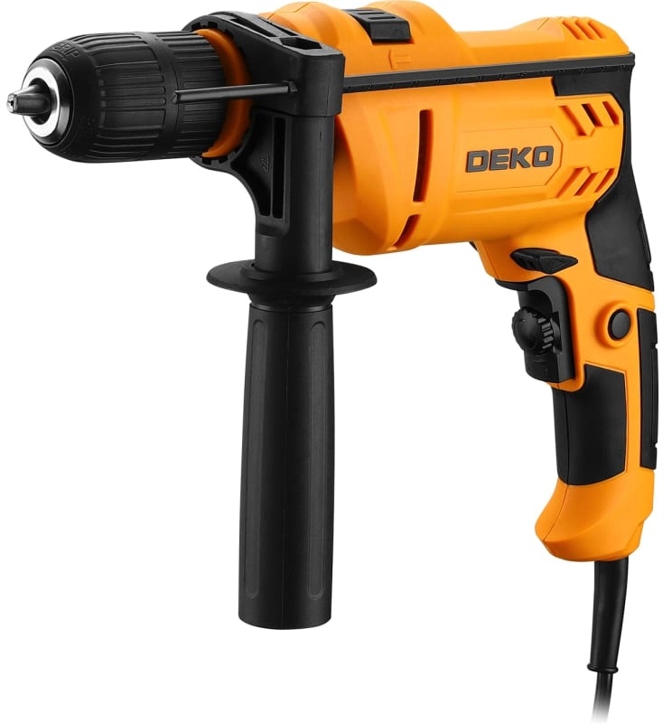 Дрель ударная сетевая Deko DKID850W черно-желтый фото 2