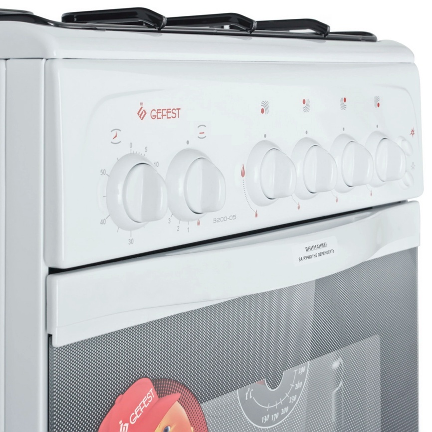 Газовая плита Gefest Брест 3200-05 50 см, 42 л, 4 конфорки, белый фото 3