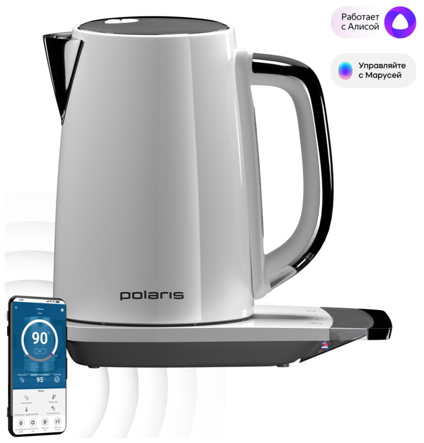 Чайник электрический Polaris PWK 1755CAD WIFI IQ Home белый фото 2
