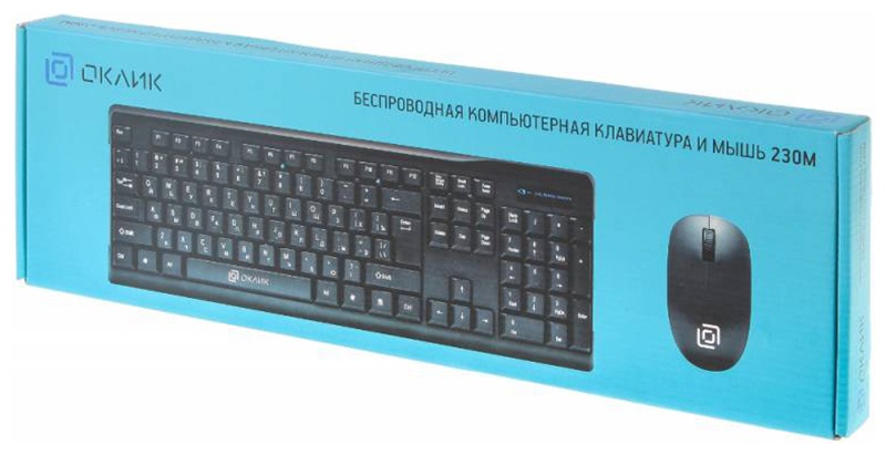 Клавиатура мышь Oklick 230M клав:черный мышь:черный USB беспроводная фото 6