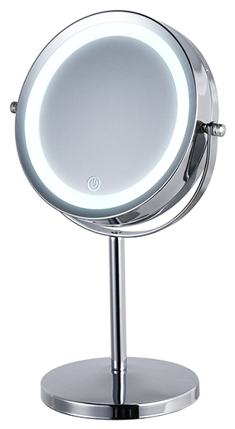 Зеркало двустороннее Hasten c x7 увеличением и LED подсветкой - HAS1811 (цвет-silver, LED подсветка 3 уровня) фото 1
