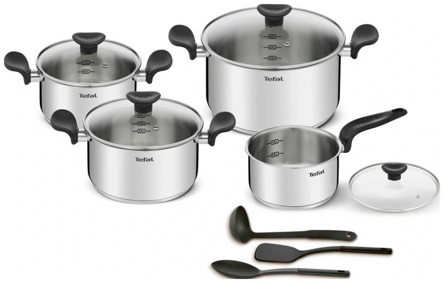 Набор посуды Tefal Primary E308SB74, 11 элементов, серебристый фото 1