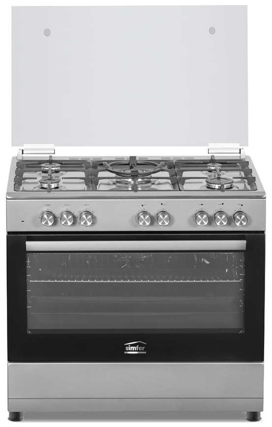 Комбинированная плита Simfer F96MH52001 90 см, 5 конфорки, серебристый фото 1