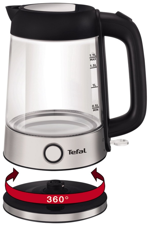 Чайник электрический Tefal Glass KI750D30, серебристый/черный фото 15