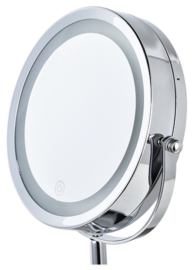 Зеркало двустороннее Hasten c x7 увеличением и LED подсветкой - HAS1811 (цвет-silver, LED подсветка 3 уровня) фото 3