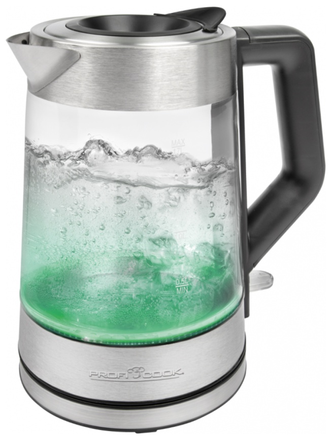 Чайник электрический Profi Cook PC-WKS 1190 G, подсветка, нержавеющая сталь фото 2