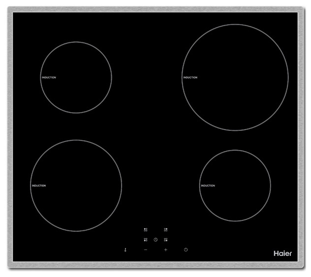 Электрическая варочная панель Haier HHX-Y 64 NFB 59 см, 4 конфорки стеклокерамика, черный фото 2
