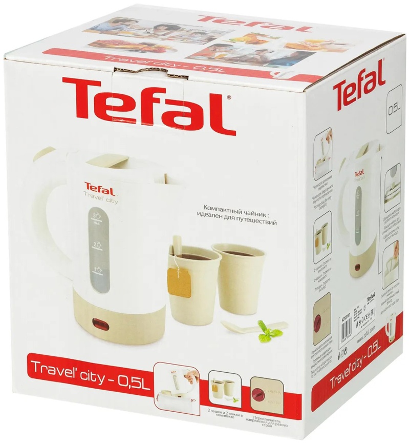 Чайник электрический Tefal Travel KO120130, 650 Вт, съемный фильтр, белый фото 12