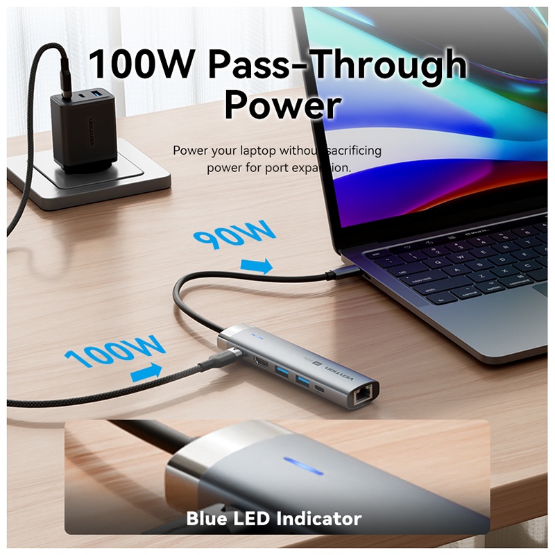 Мультифункциональный хаб Vention USB-C 6 в 1 фото 7