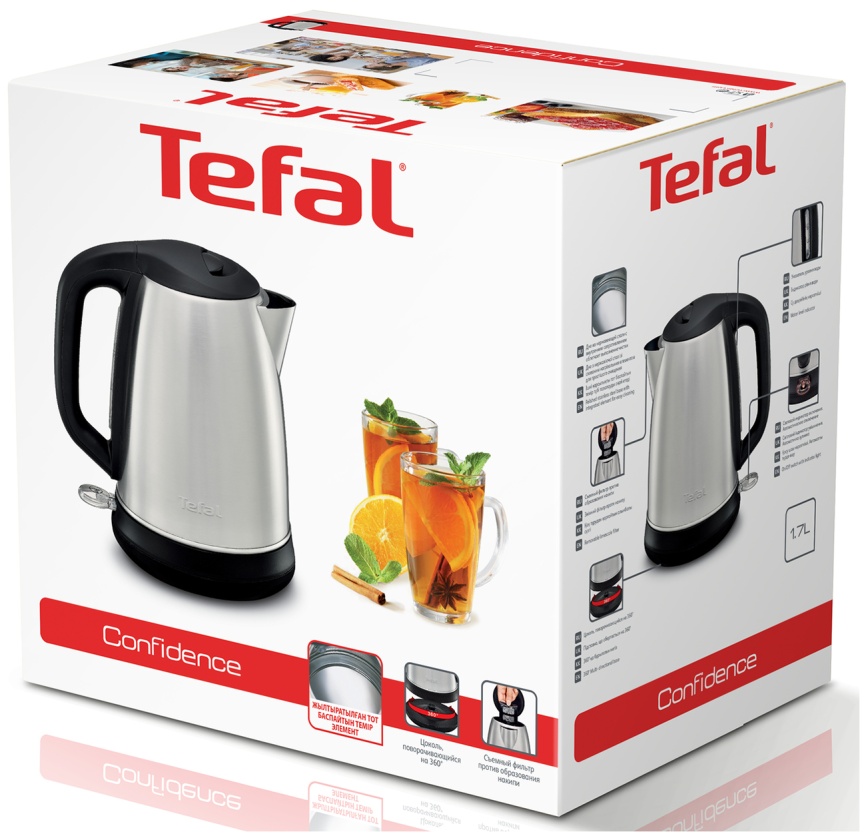 Чайник электрический Tefal Confidence KI270D30, серебристый/черный фото 13