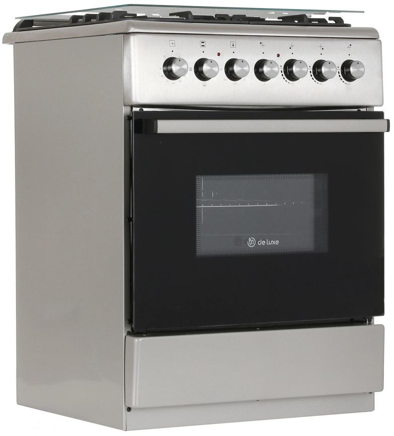 Комбинированная плита De luxe 606031.00гэ-005(кр) 60 см, 64 л, 4 конфорки, серебристый фото 3