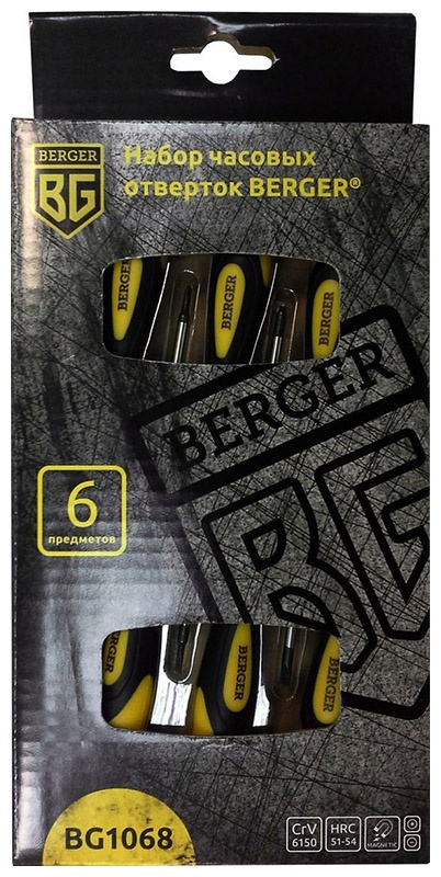 Набор отверток Berger часовых 6 предметов BG 1068 фото 2