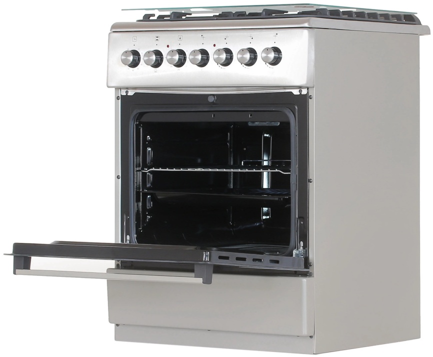 Комбинированная плита De luxe 606031.00гэ-005(кр) 60 см, 64 л, 4 конфорки, серебристый фото 6